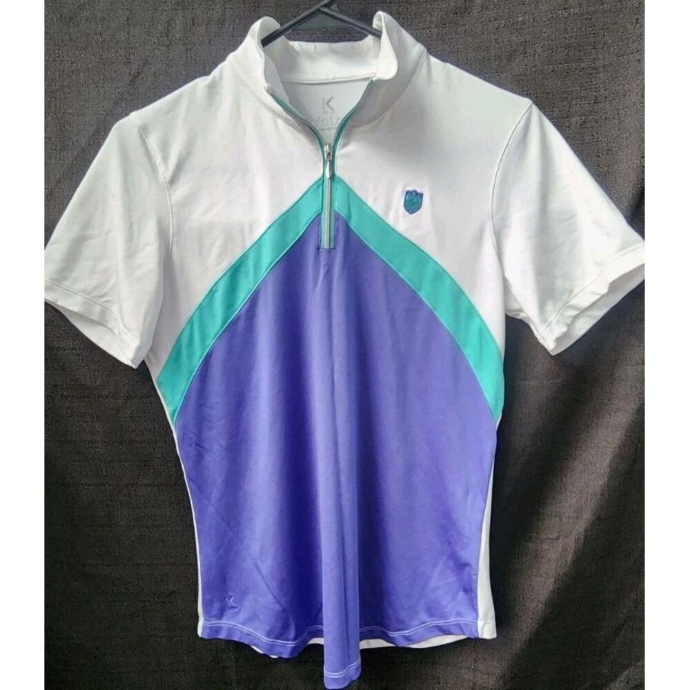 KATE LORD Small Performance Short Sleeve Shirt Golf Polo Active Zip Stretch NEW